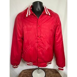 Vintage 80s 7-11 Bar Las Vegas Satin Bomber Jacket Red